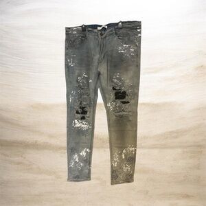 Men's Distressed Skinny Jeans in Gray